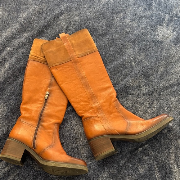 Dorking by Fluchos Shoes - Women's Tall Tan Leather Heeled Boots